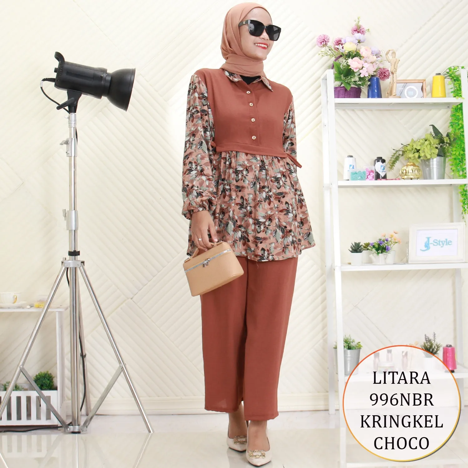 Litara Oneset Tunik Kringkel Mix Rayon Motif Print Busui Kancing