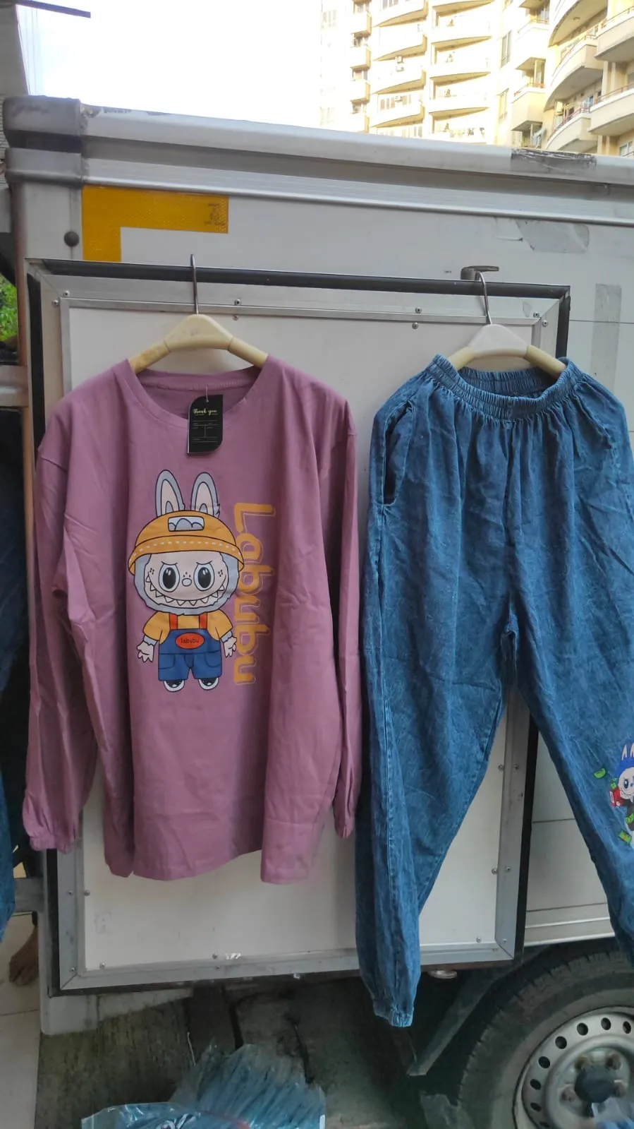 Zoroa Setelan 2in1 Katun Mix Jeans Motif Sablon