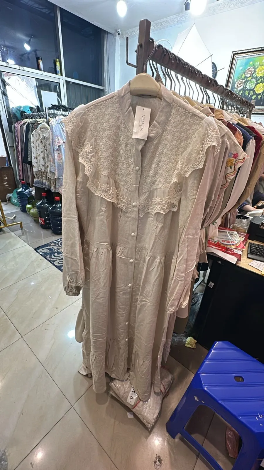 Nikaera Midi Dress Rami Ruffel Renda Full Kancing