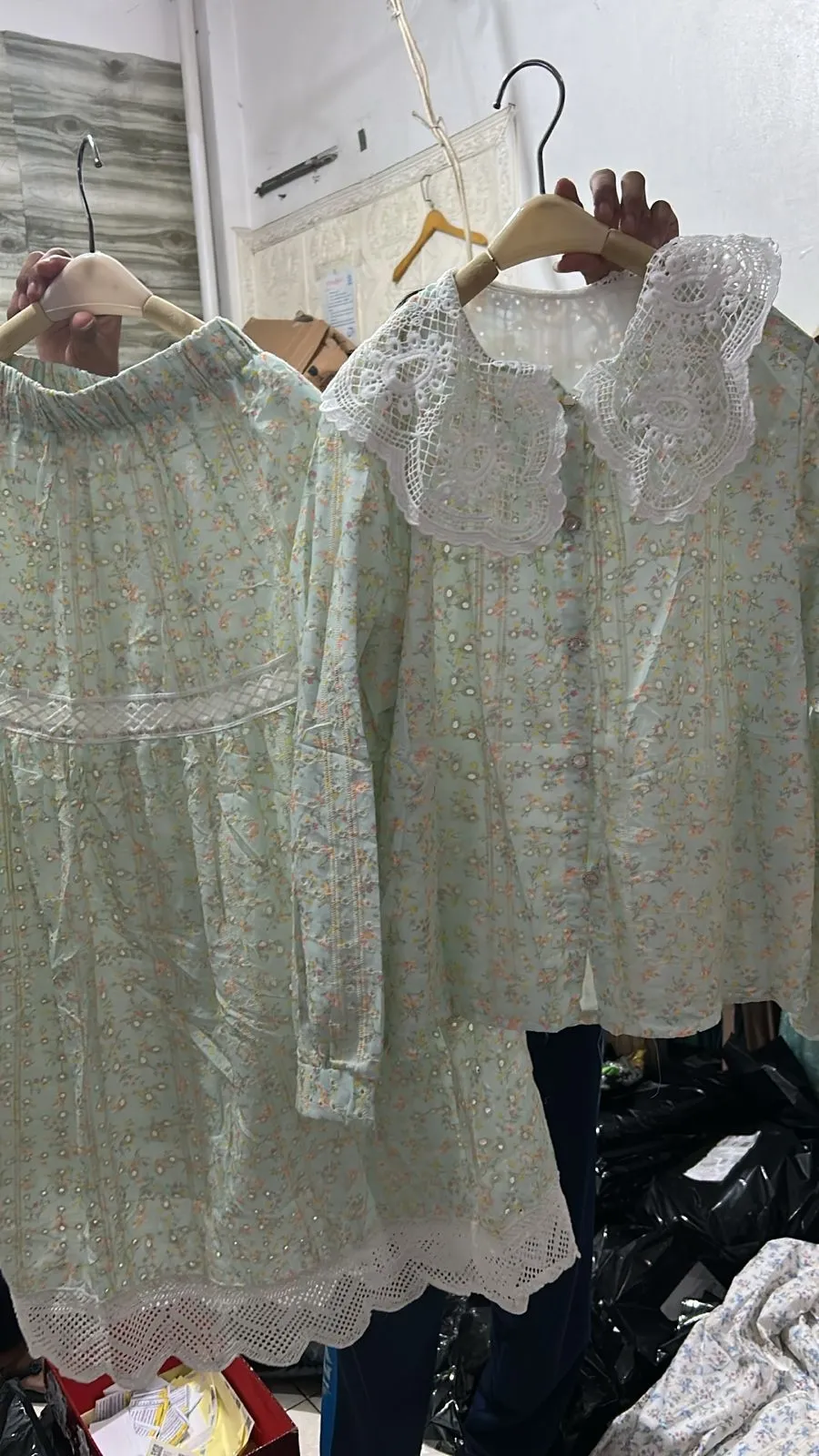 Bianica Setelan Rok Bkk Wanita Katun Bordir Timbul Full Furing