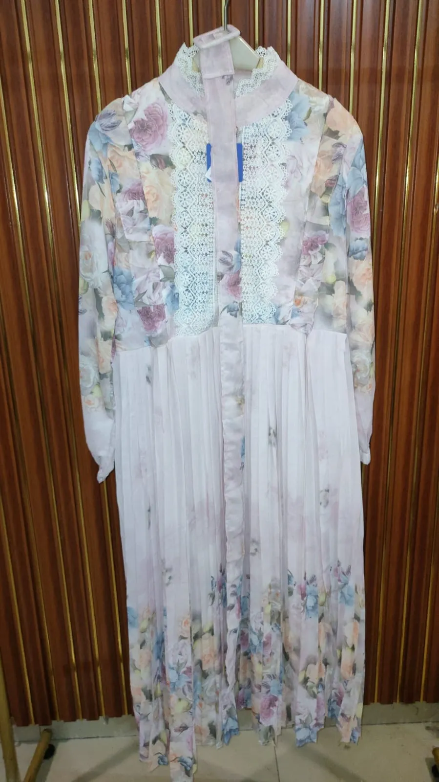 Ametika Midi Dress Wanita Muslimah Lengan Panjang Ceruty Motif Allsize