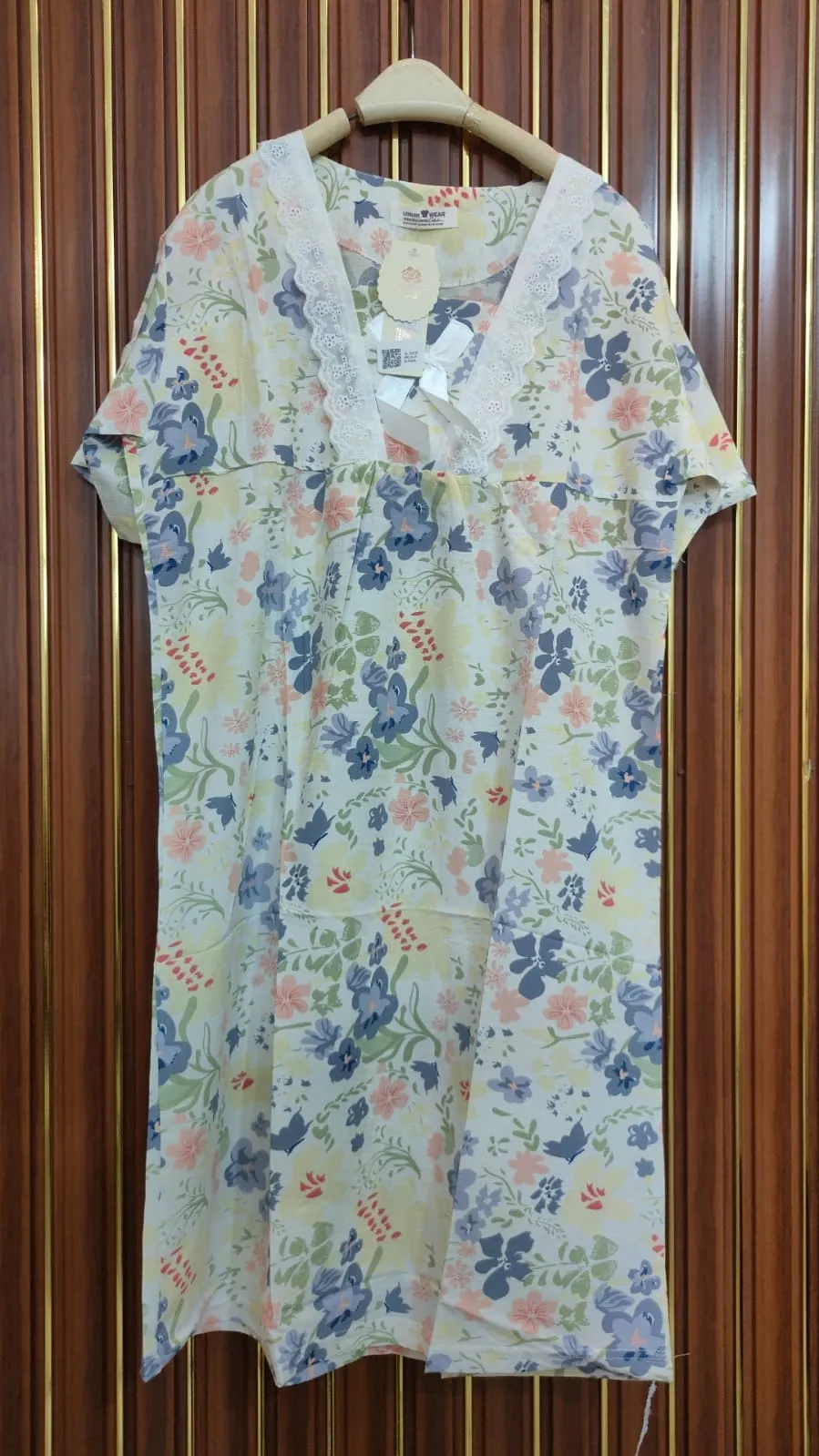 Daster Katun Tangan Pendek Renda Melilia