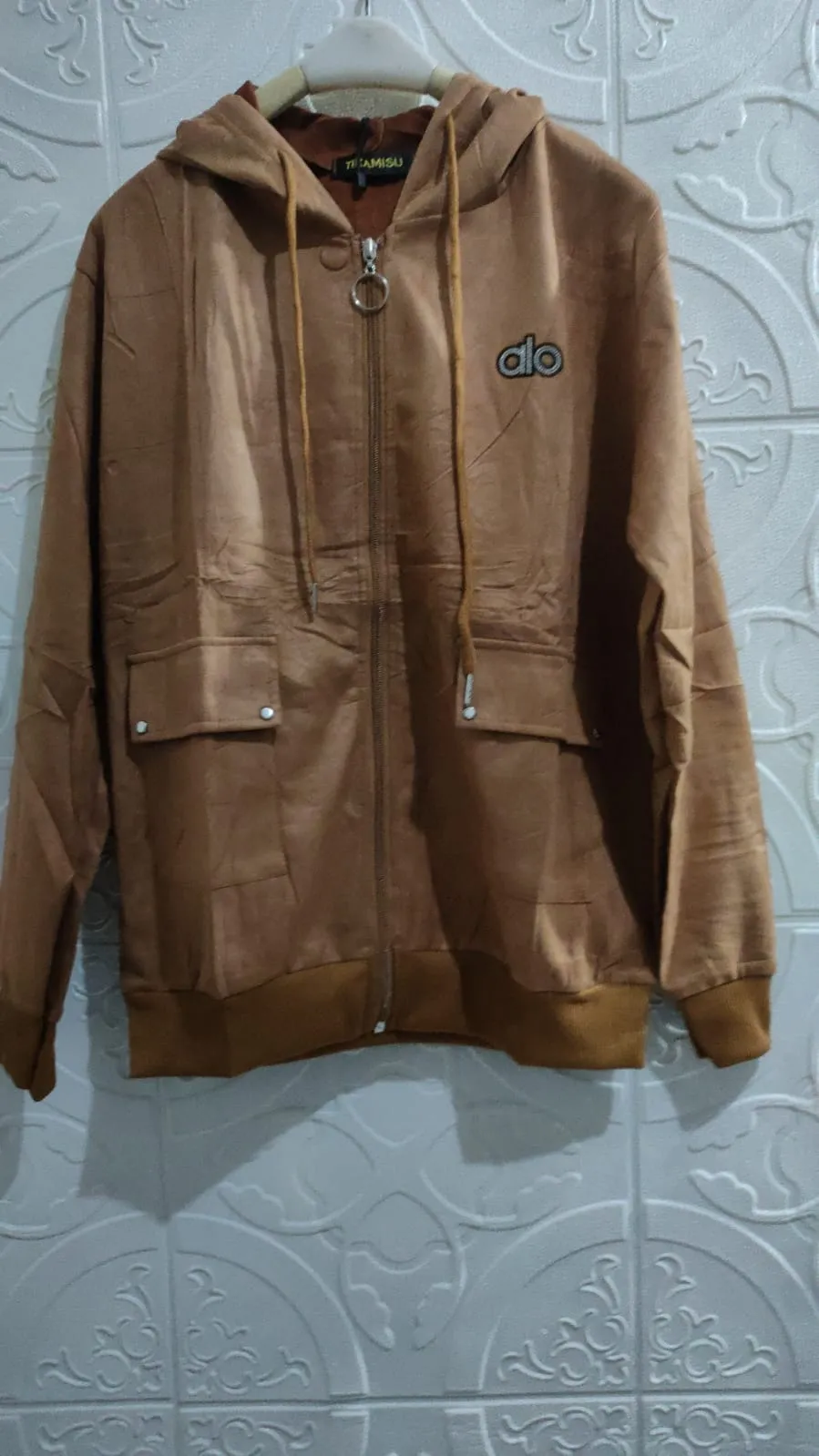 Dinala Jaket Hoodie Wanita Korean Style Lengan Panjang Swed Bkk
