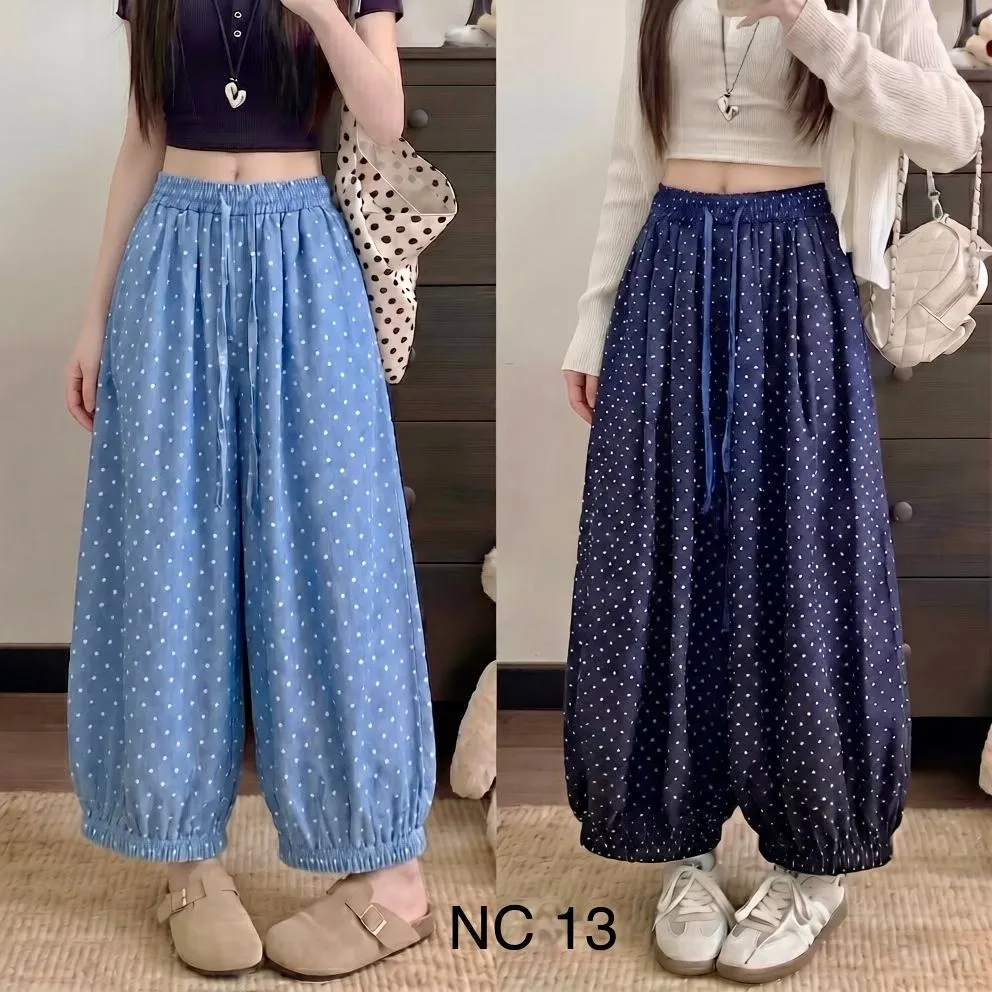 Ameliora Celana Balon Pinggang Karet Motif Polka Bahan Katun