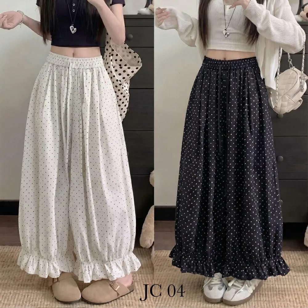 Jazera Celana Panjang Balon Pinggang Karet Motif Polkadot Katun Bkk