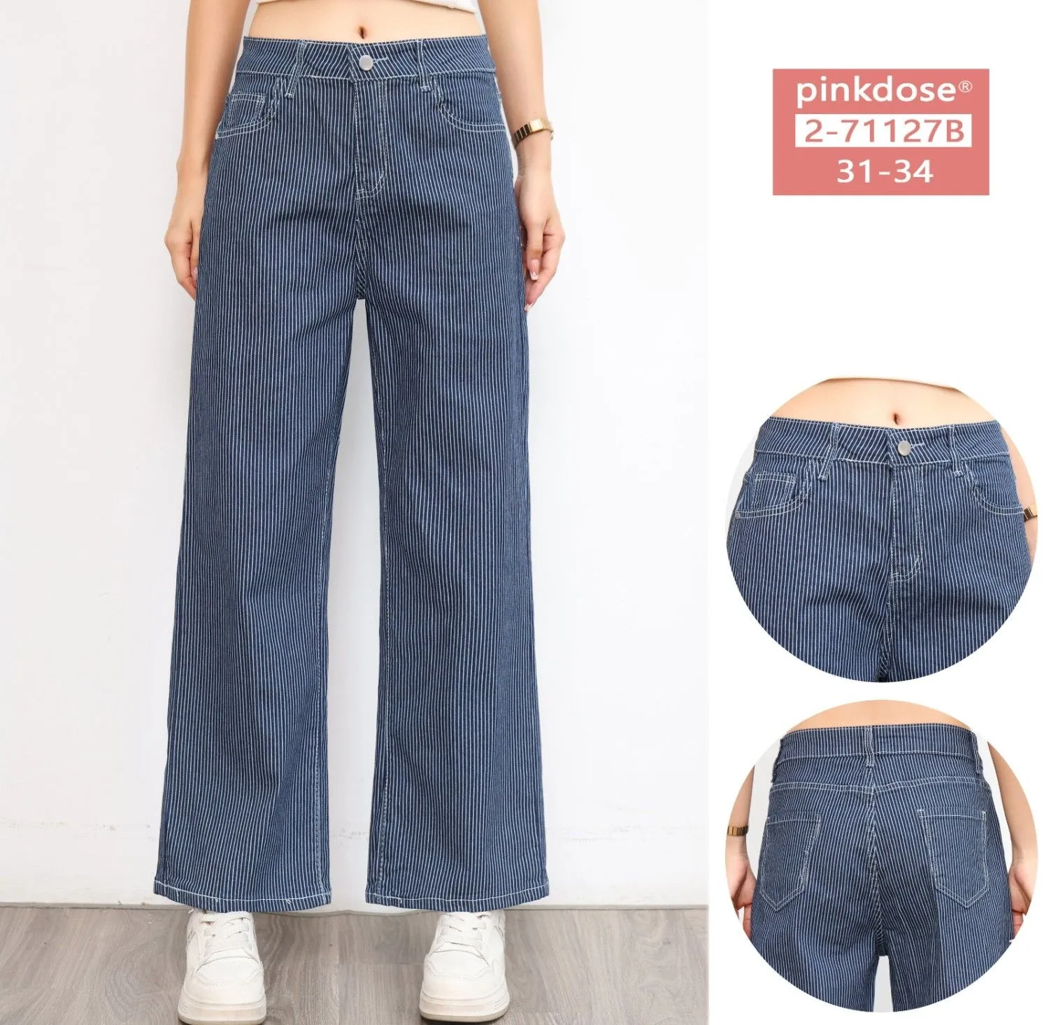 Pandia Celana Panjang Salur Wanita Korean Style Soft Jeans