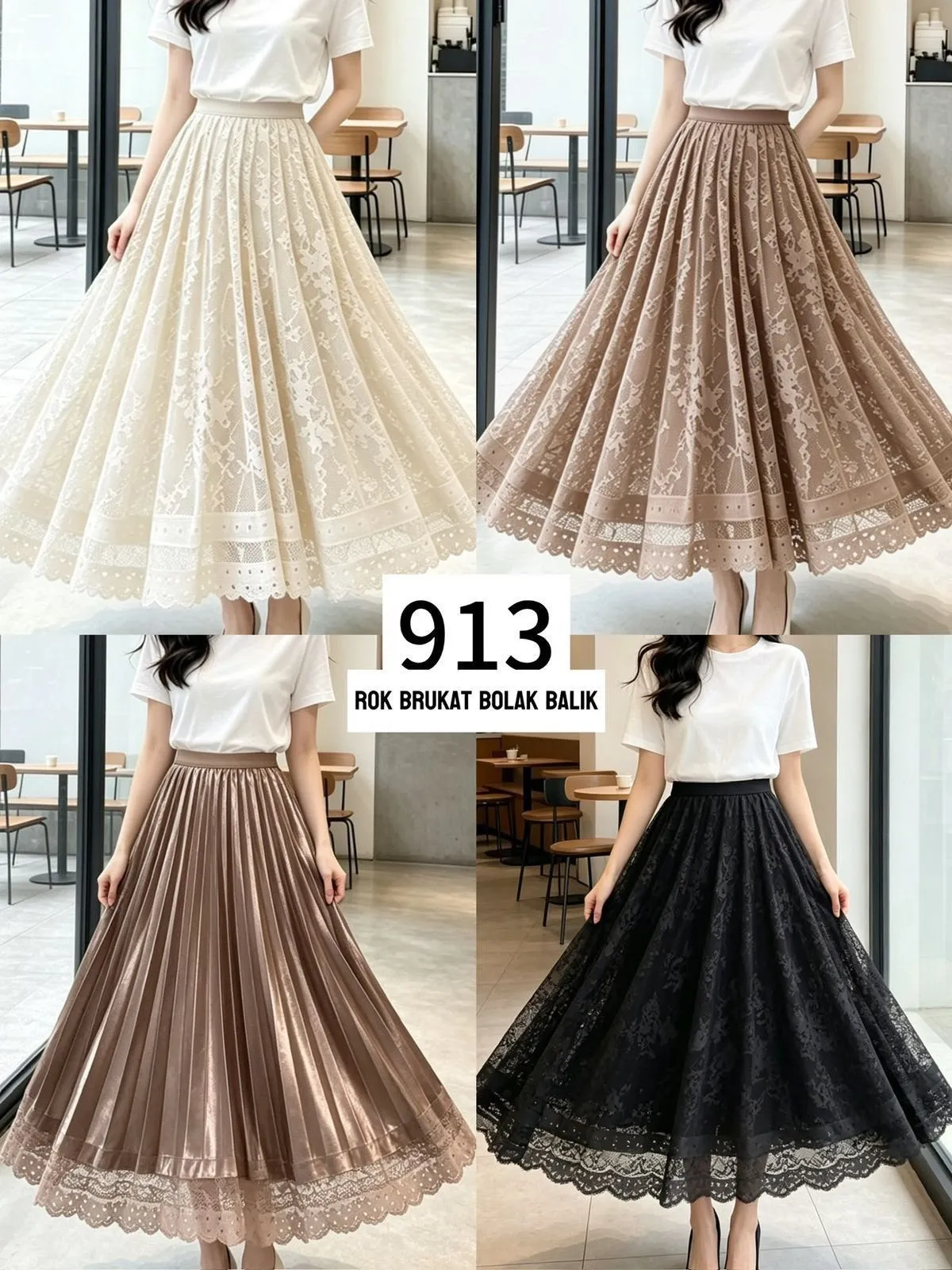 Gempy Rok Panjang Wanita Pinggang Karet Full Furing Brukat