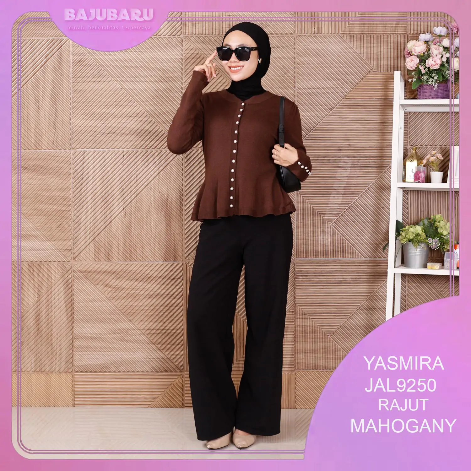Yasmira Atasan Wanita Lengan Panjang Korean Style Rajut Bkk