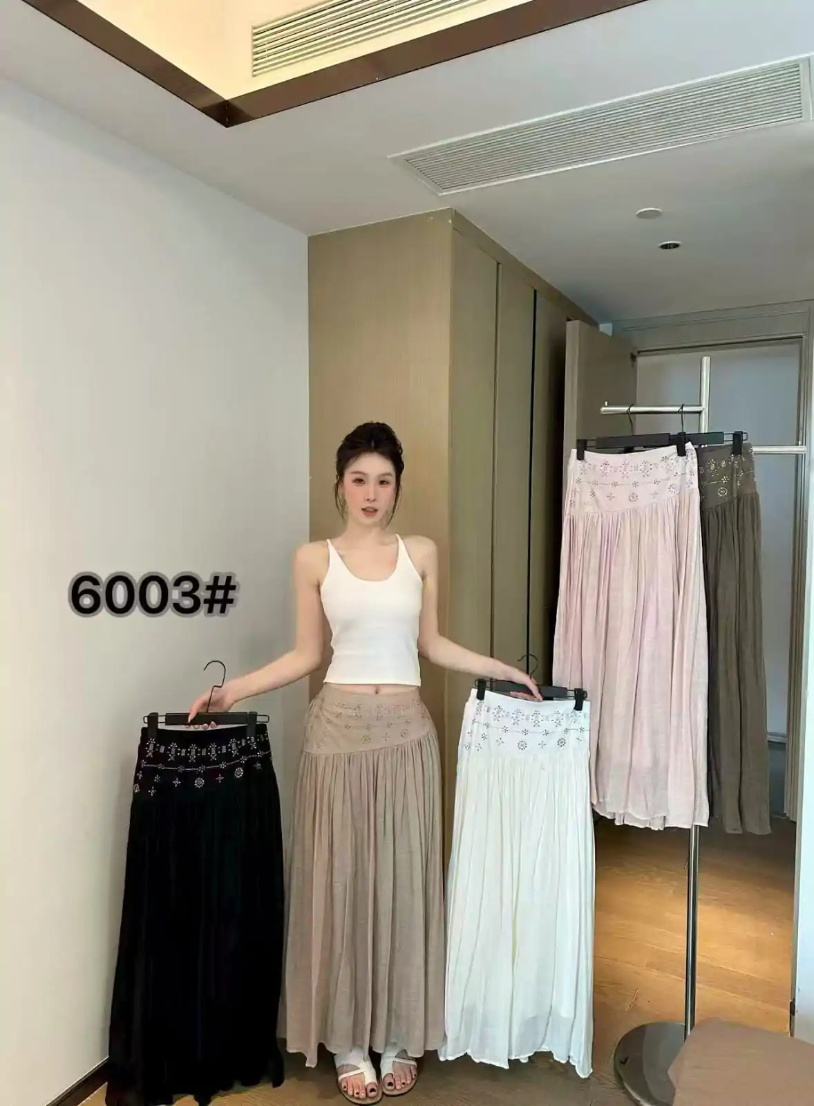 Rialia Rok Panjang Wanita Pinggang Full Furing Karet Katun bkk