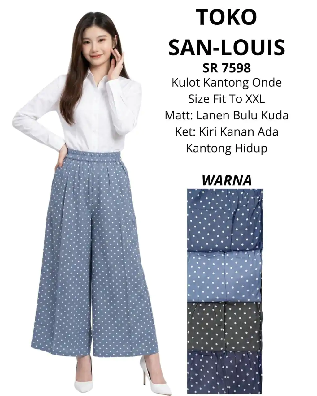Hiara Celana Panjang Wanita Pinggang Karet Motif Katun Bkk