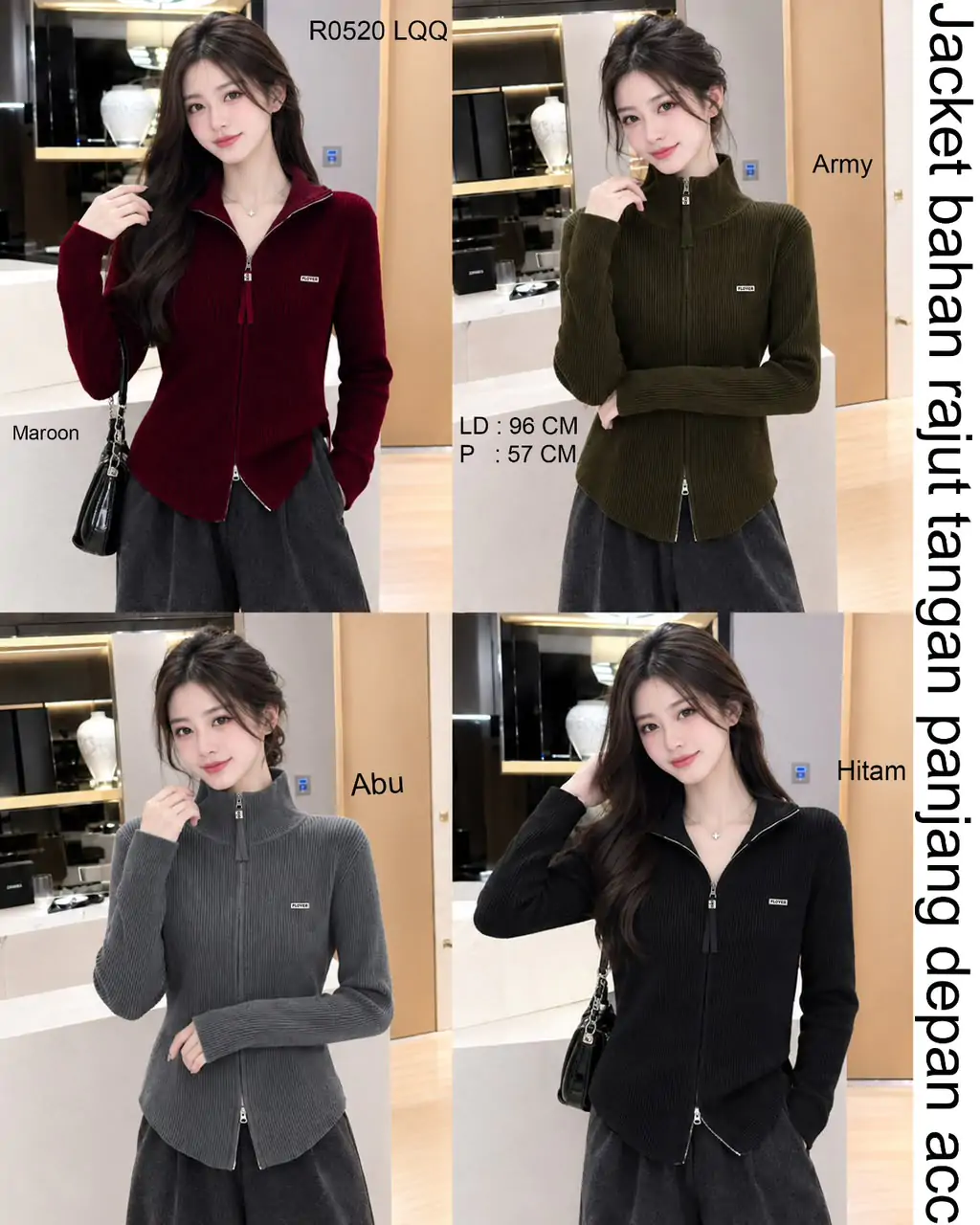 Jalnira Atasan Jaket Wanita Lengan Panjang Korean Style Rajut Bkk