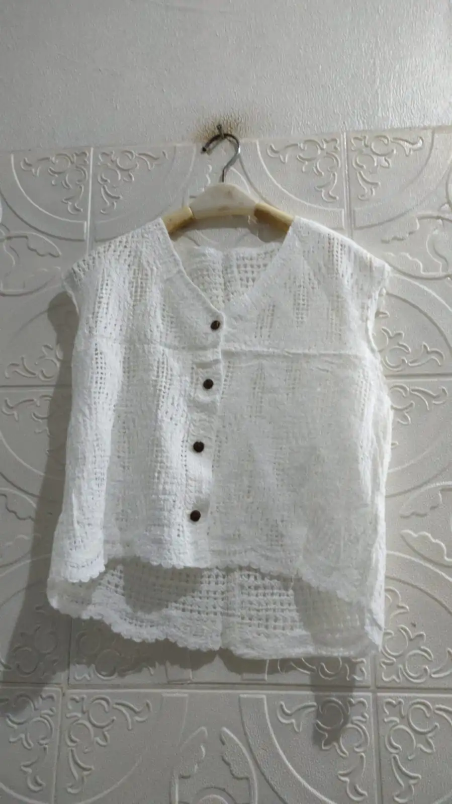 Hasasa Rompi Tanpa Lengan Full Kancing Aktif Katun Bkk