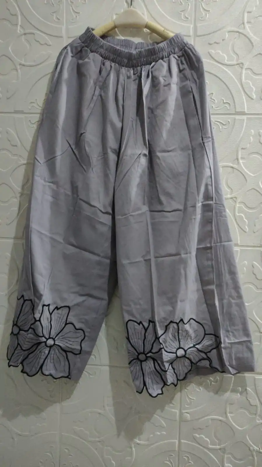 Tanvia Celana Kulot Panjang Pinggang Karet Motif Bordir Katun Bkk