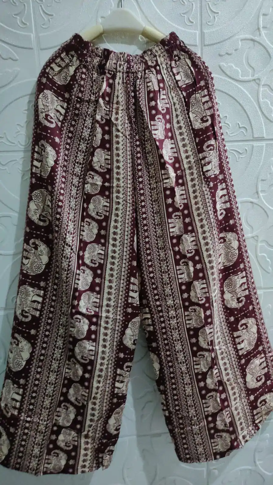 Kaunsa Celana Kulot Panjang Wanita Motif Pinggang Karet Rayon