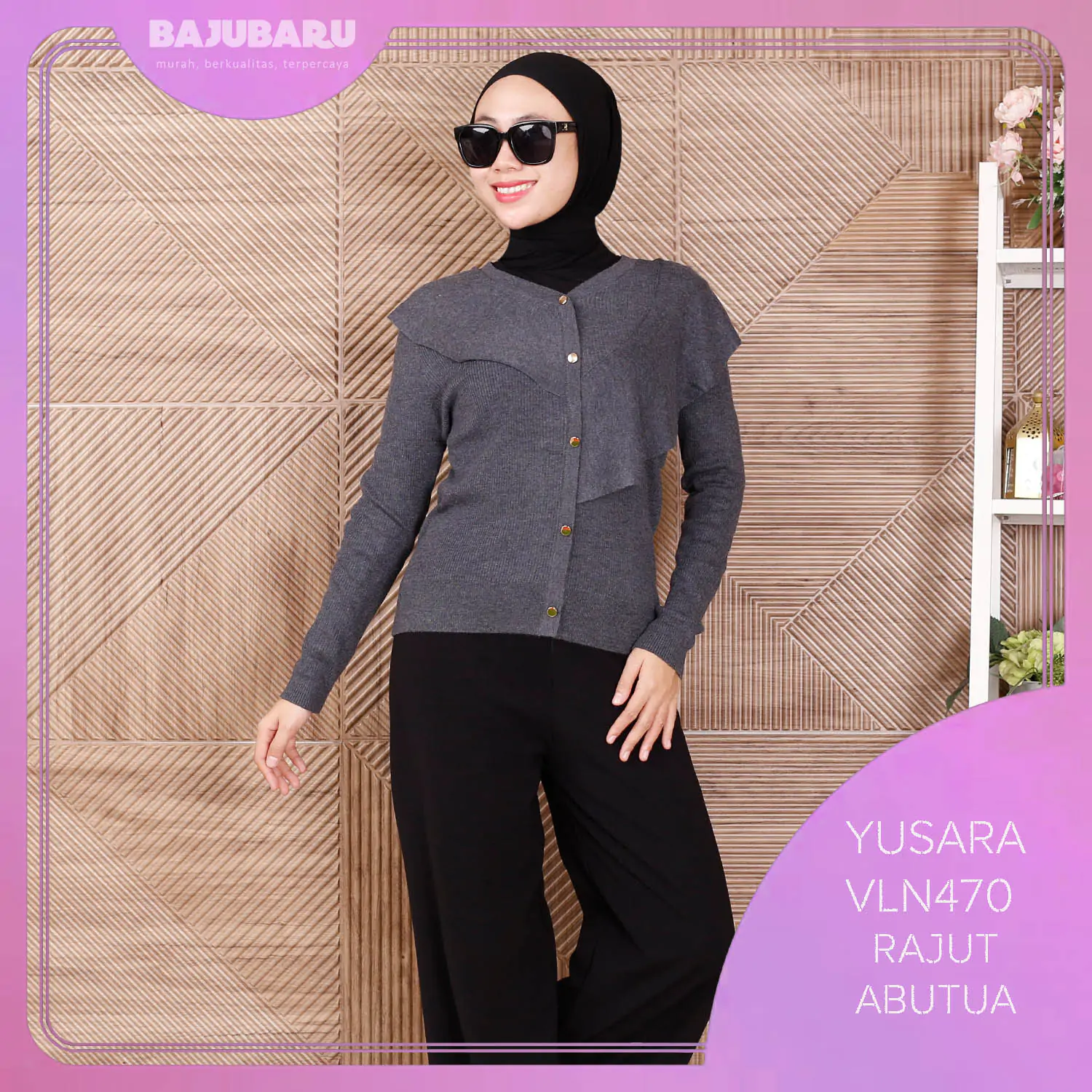 Yusara Atasan Blouse Wanita Lengan Panjang Korean Style Rajut Bkk