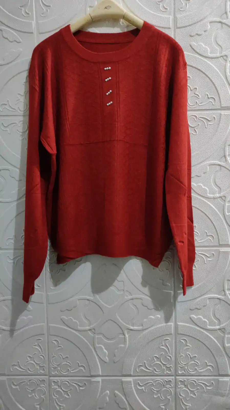 Mafela Atasan Blouse Wanita Lengan Panjang Motif Rajut Bkk