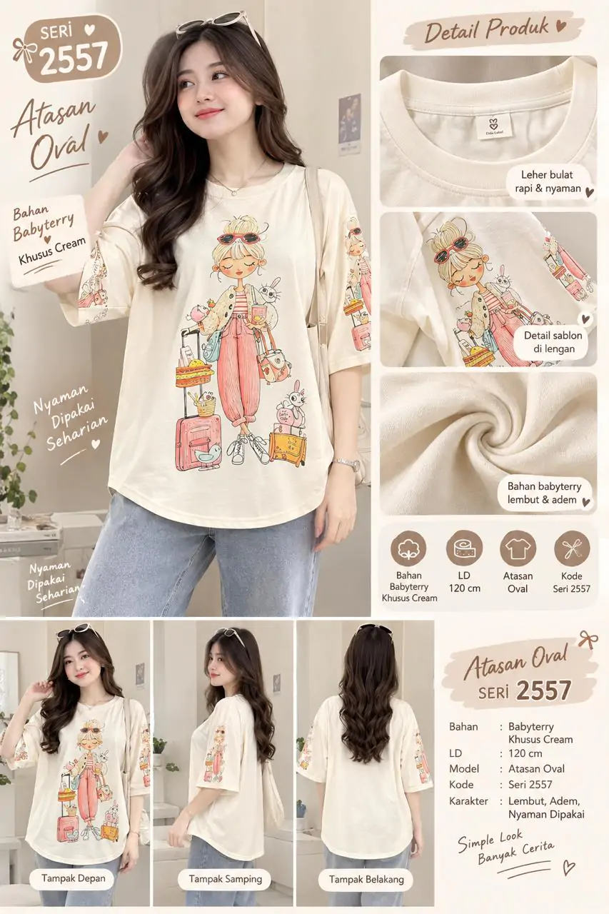 Afeara Atasan Wanita Lengan Pendek Motif Printing Kaos Spandex