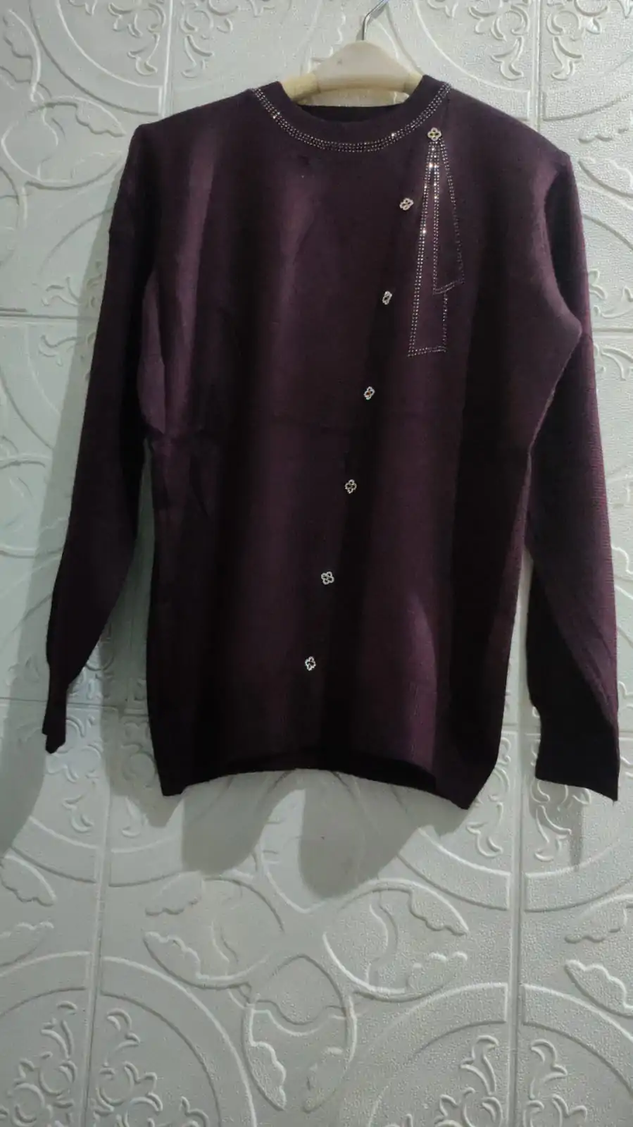 Zilnafa Atasan Blouse Wanita Lengan Panjang Motif Rajut Bkk