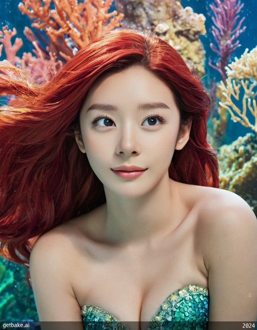 "a highly detailed photo of Ariel from The Little Mermaid, vibrant ..."