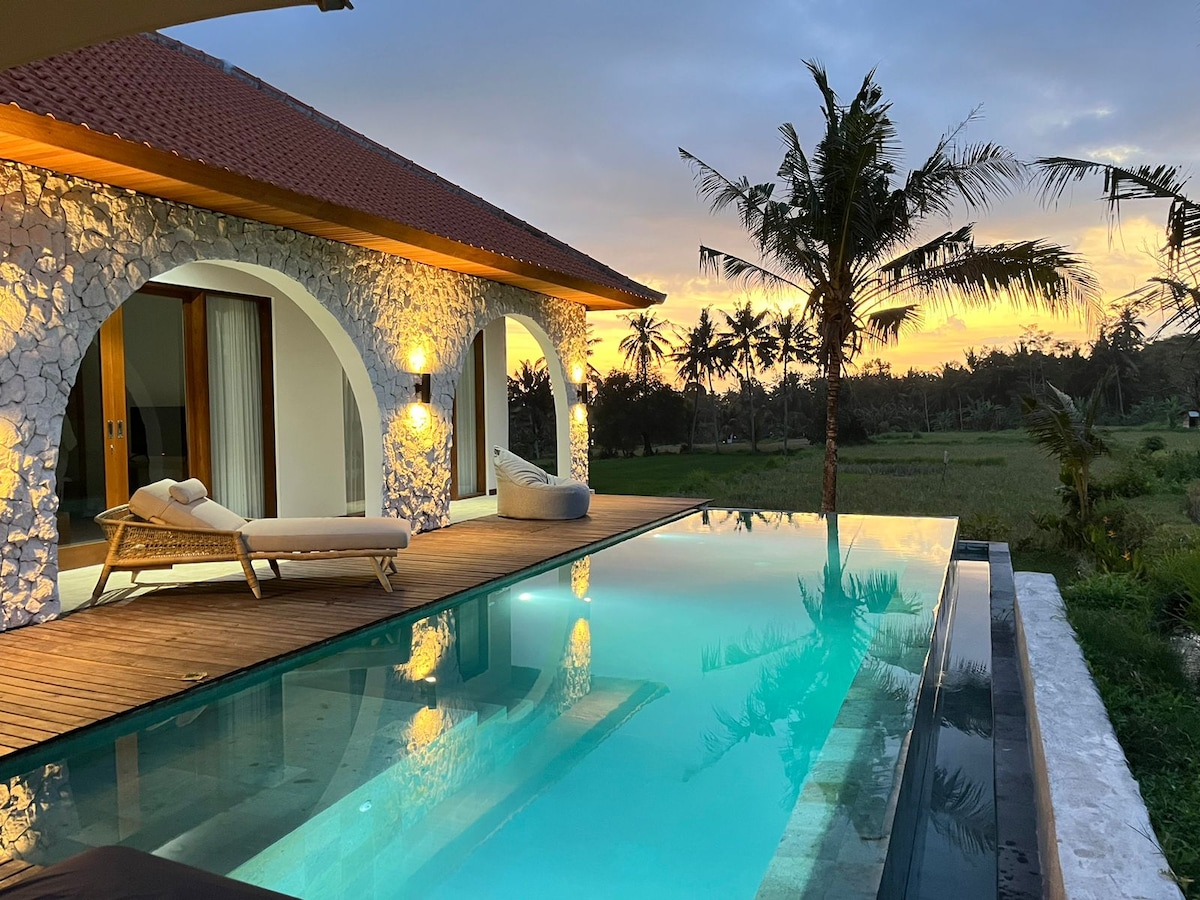 Sun-Drenched 3BR Villa w/ Private Pool and Sunset Views, Rice Field Setting, photo 8