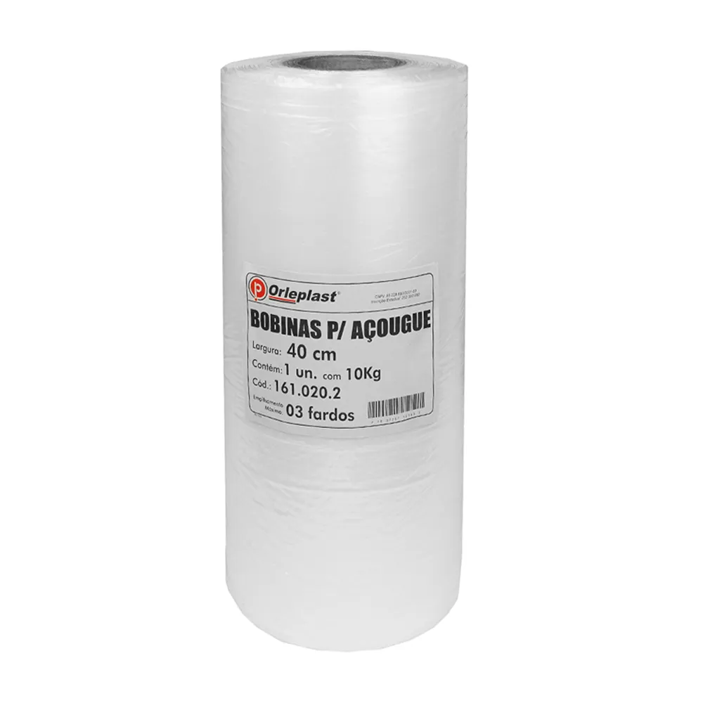 BOBINA PLÁSTICA FOLHA SIMPLES 10KG 40CM 1500M ORLEPLAST