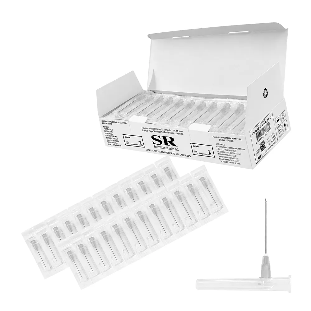 Agulha hipodérmica 13mmx0,38mm cor cinza SR