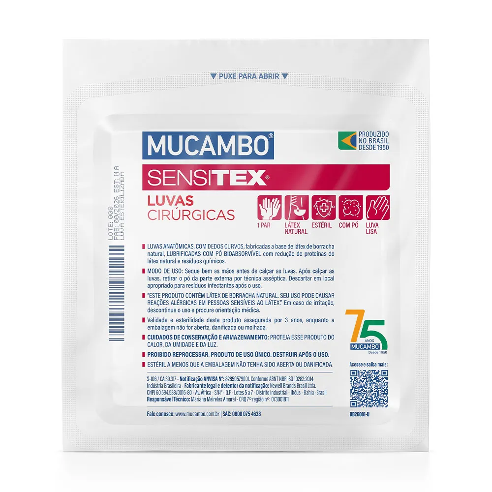 Luva cirúrgica à base de látex com pó Sensitex MUCAMBO