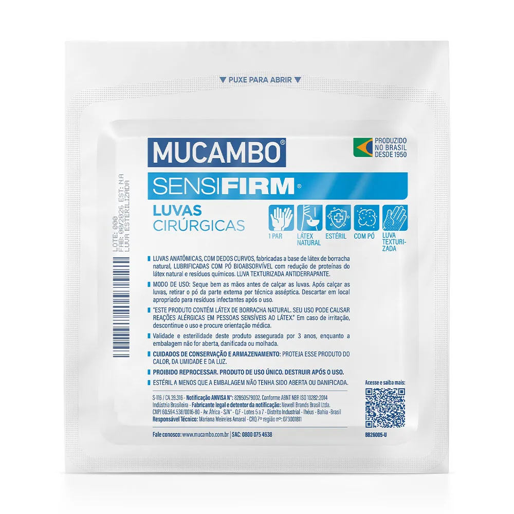 Luva cirúrgica à base de látex com pó Sensifirm MUCAMBO