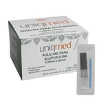 AGULHA ACUPUNTURA COM GUIA AÇO INOX ESTÉRIL 1000UN UNIQMED (0,25X25MM)