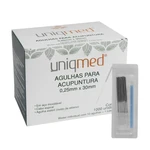 AGULHA ACUPUNTURA COM GUIA AÇO INOX ESTÉRIL 1000UN UNIQMED (0,25X30MM)