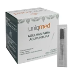 AGULHA ACUPUNTURA COM GUIA AÇO INOX ESTÉRIL 1000UN UNIQMED (0,30X75MM)