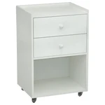 MESA AUXILIAR MADEIRA C/ 2 GAVETAS BRANCA C/ RODIZ BALLKE