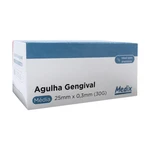 AGULHA GENGIVAL ESTÉRIL DESCARTÁVEL 100UN MEDIX (MÉDIA-25MMX0,3MM(30G))