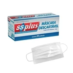 MÁSCARA TRIPLA COM ELASTICO 50UN SSPLUS (AZUL)