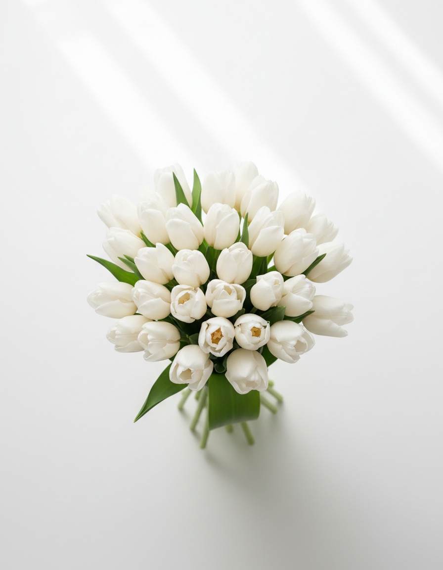 Избранный букет белых тюльпанов