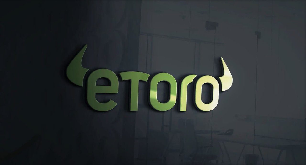 eToro logo on black background.