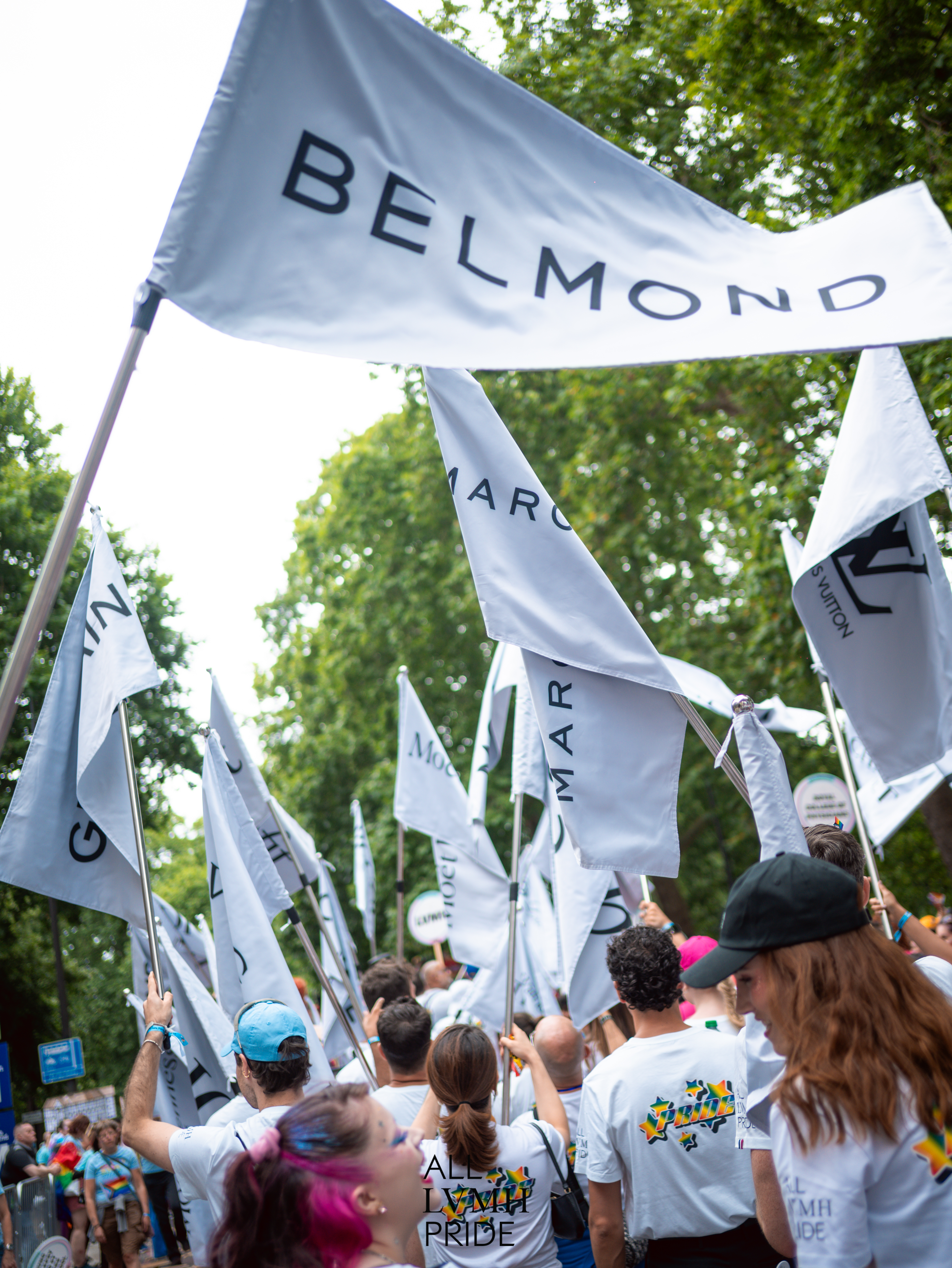 Belmond flag in the air during pride parade