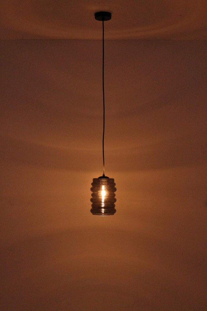 Hanglamp rookglas ribbel 15cm 42073 en 61132 Hanglamp rookglas ribbel 15cm 42073 en 61132