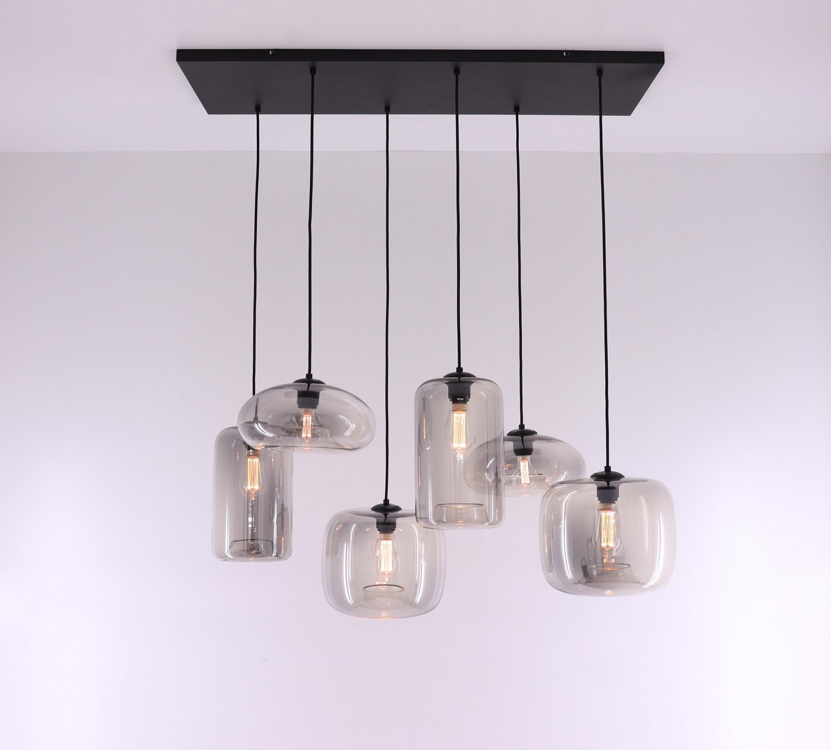 EEF hanglamp Grey folded - getint grijs glas - 6lichts - 100cm 50134 EEF hanglamp Grey folded - getint grijs glas - 6lichts - 100cm 50134