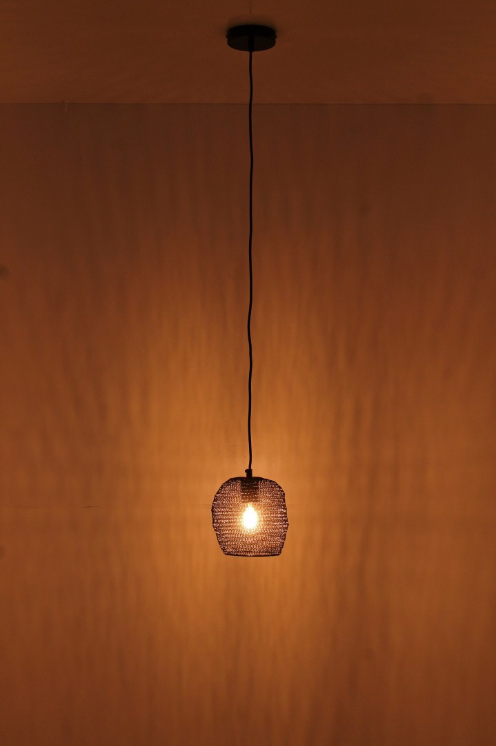 Hanglamp zwart gaas klein 18cm 39196 Hanglamp zwart gaas klein 18cm 39196