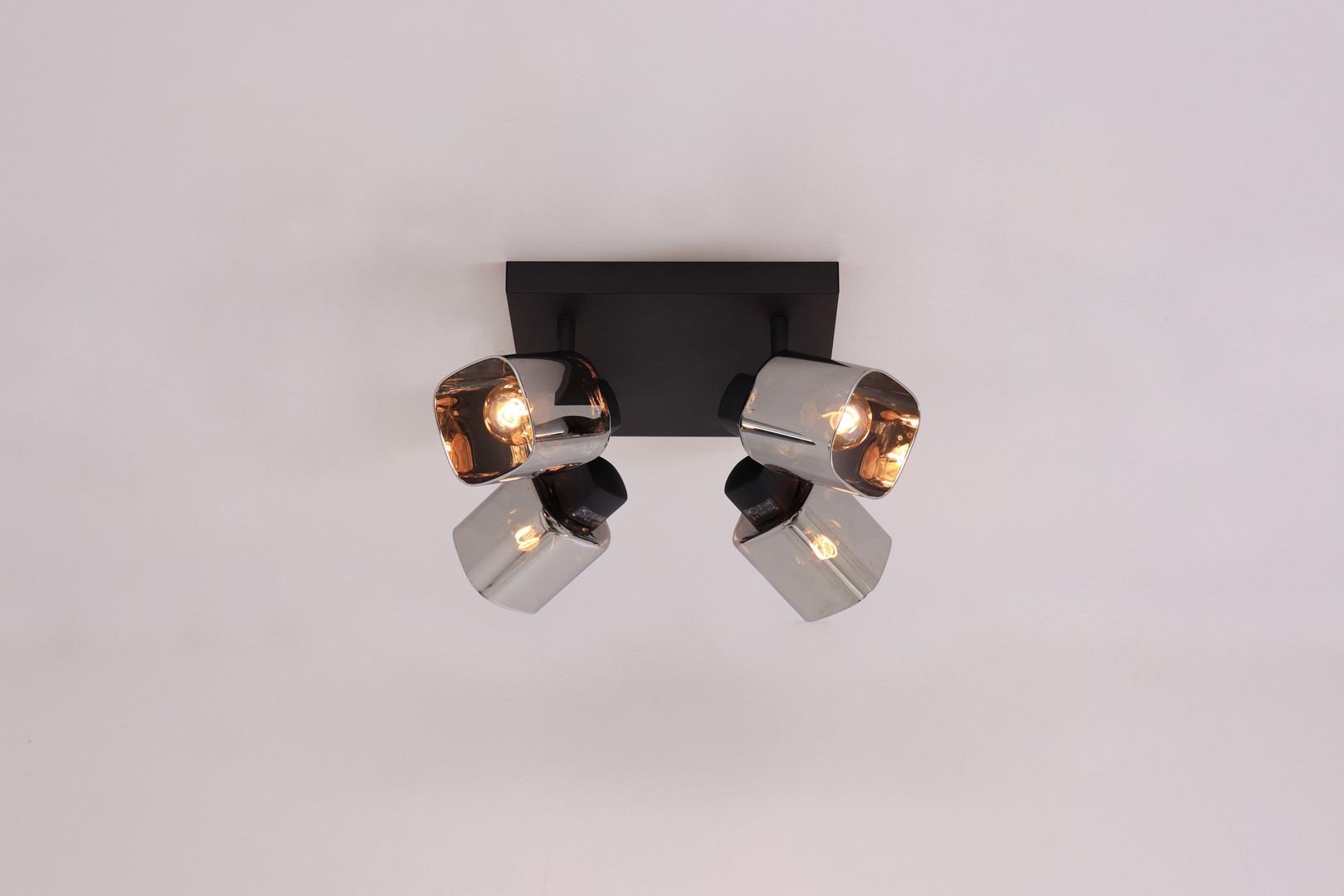 Opbouwspot - 4 lichts - zwart smoke glas 43806 Opbouwspot - 4 lichts - zwart smoke glas 43806
