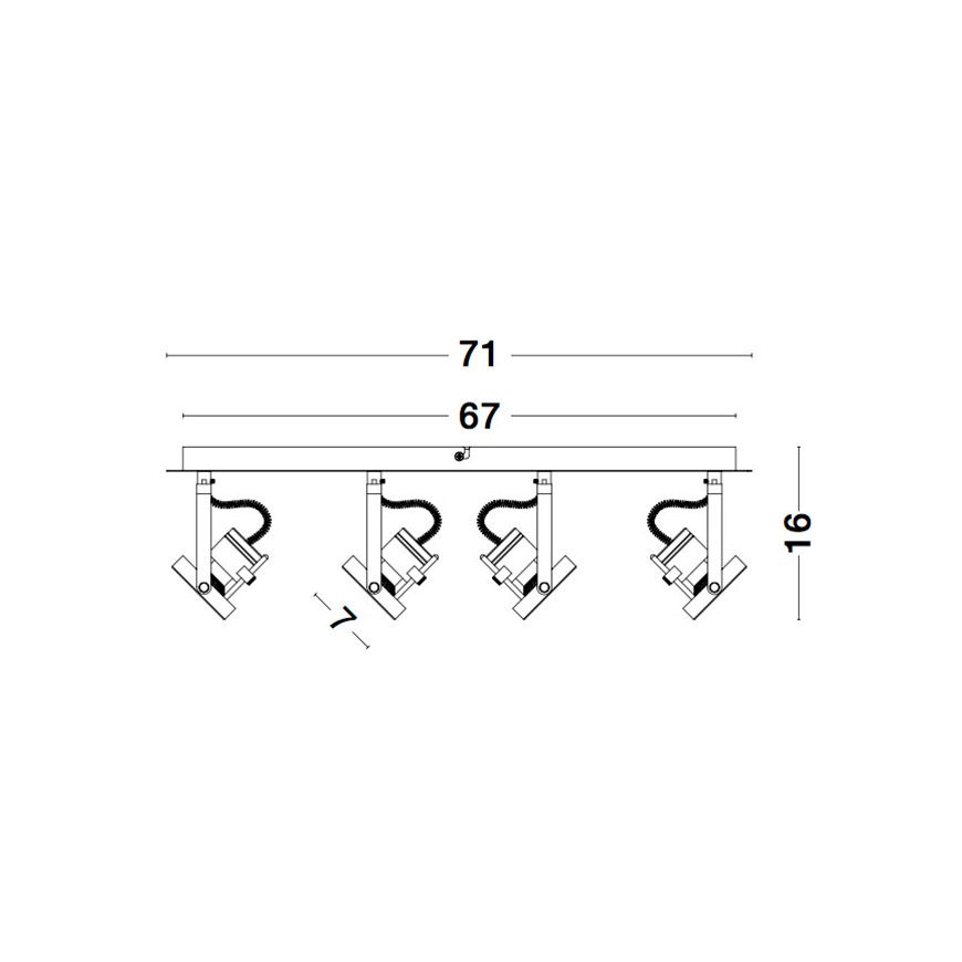 Opbouwspot 4lichts - mat zwart - 71cm 43727 Opbouwspot 4lichts - mat zwart - 71cm 43727