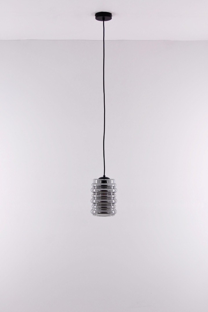 Hanglamp rookglas ribbel 15cm 42073 en 61132 Hanglamp rookglas ribbel 15cm 42073 en 61132