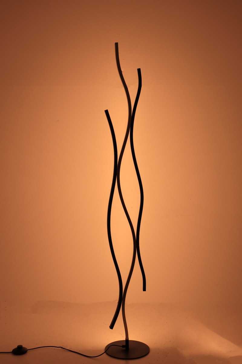 Design vloerlamp - zwart met goud - dim to warm 44325 Design vloerlamp - zwart met goud - dim to warm 44325
