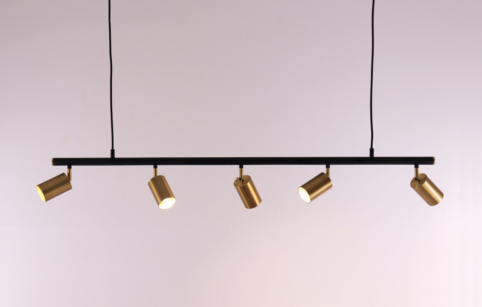 Hanglamp - 5 zwart mat goud - 120cm