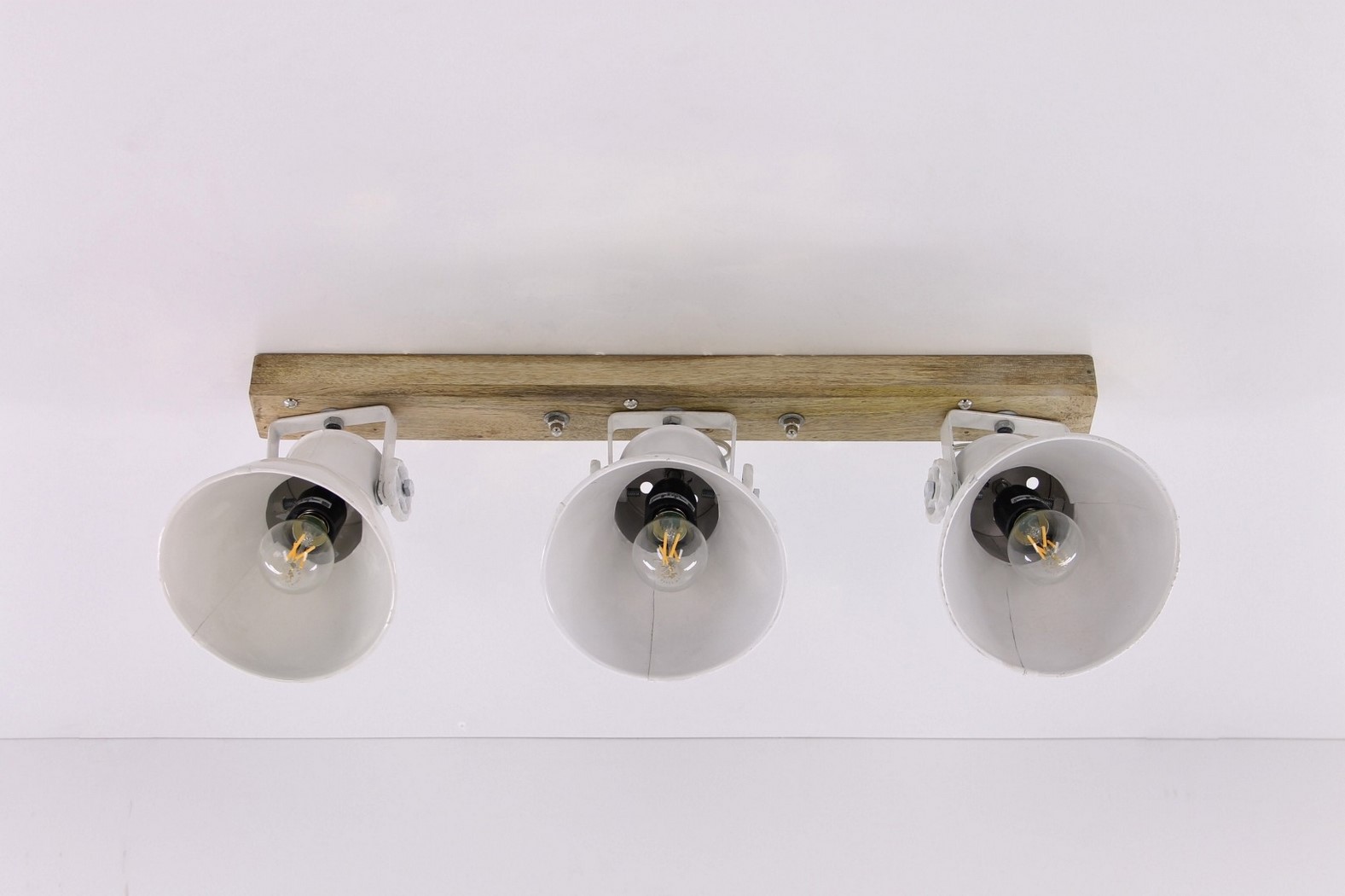 Opbouwspot 3-lichts wit met hout 39006 Opbouwspot 3-lichts wit met hout 39006