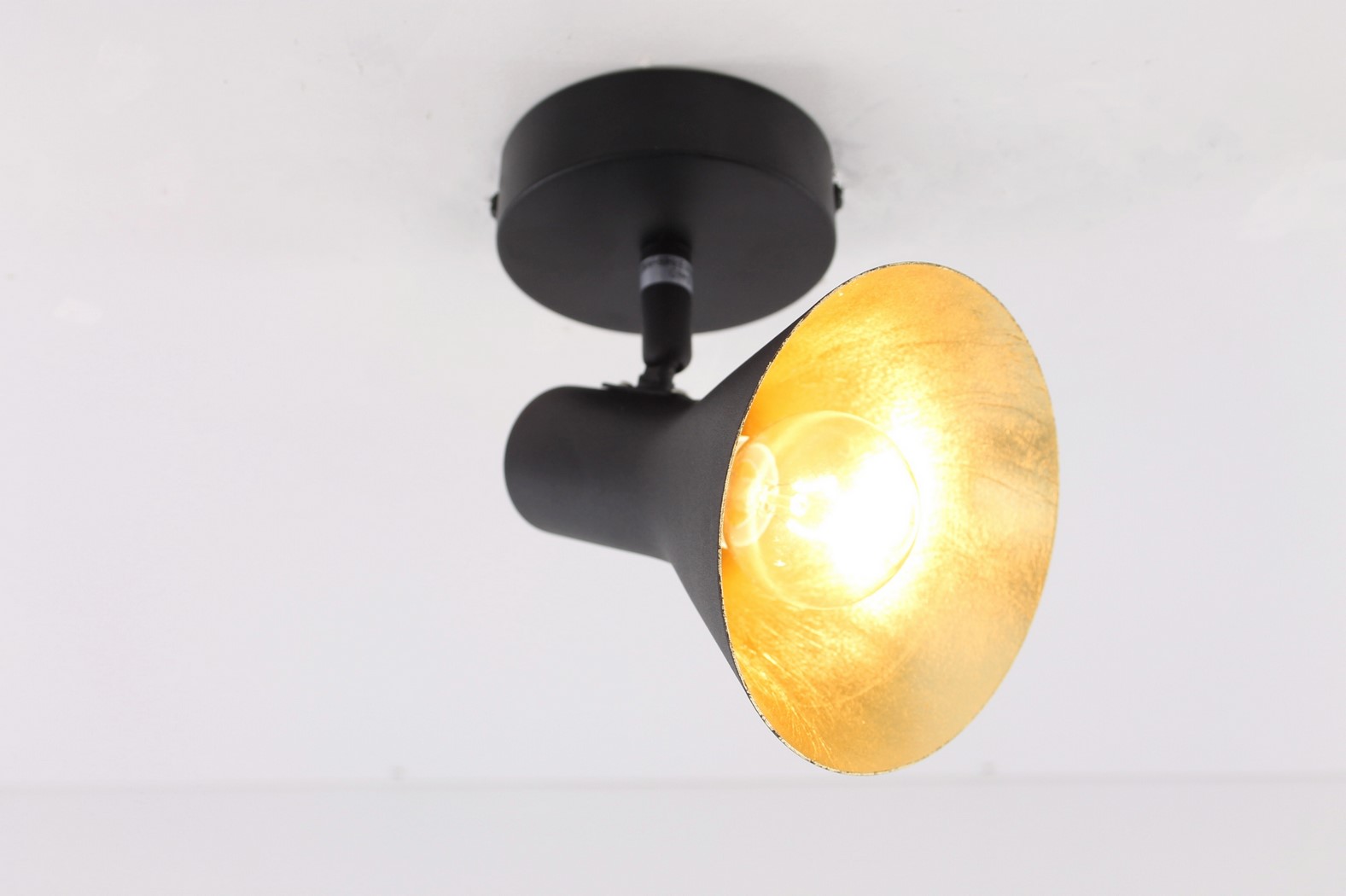 Opbouwspot zwart met goud 1-lichts 38531 Opbouwspot zwart met goud 1-lichts 38531