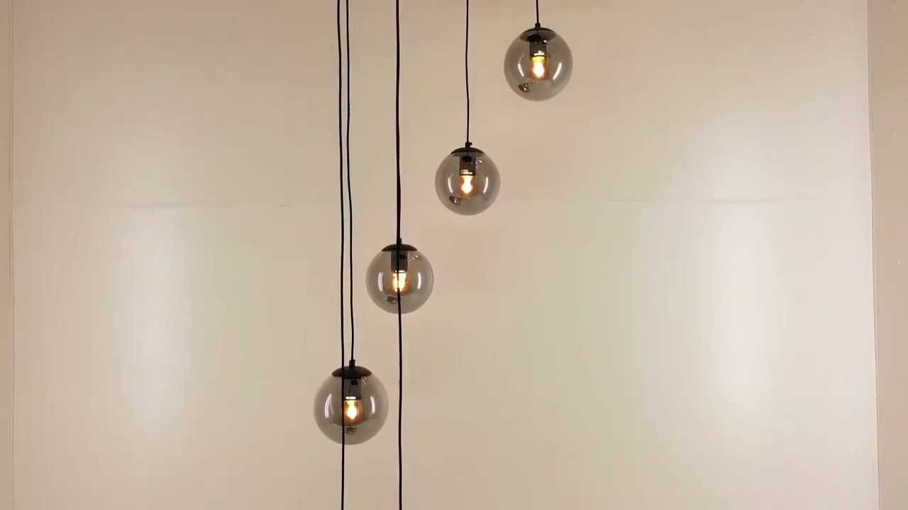 Videlamp hanglamp zwart - 9 bollen - smoke rookglas 61135 Videlamp hanglamp zwart - 9 bollen - smoke rookglas 61135
