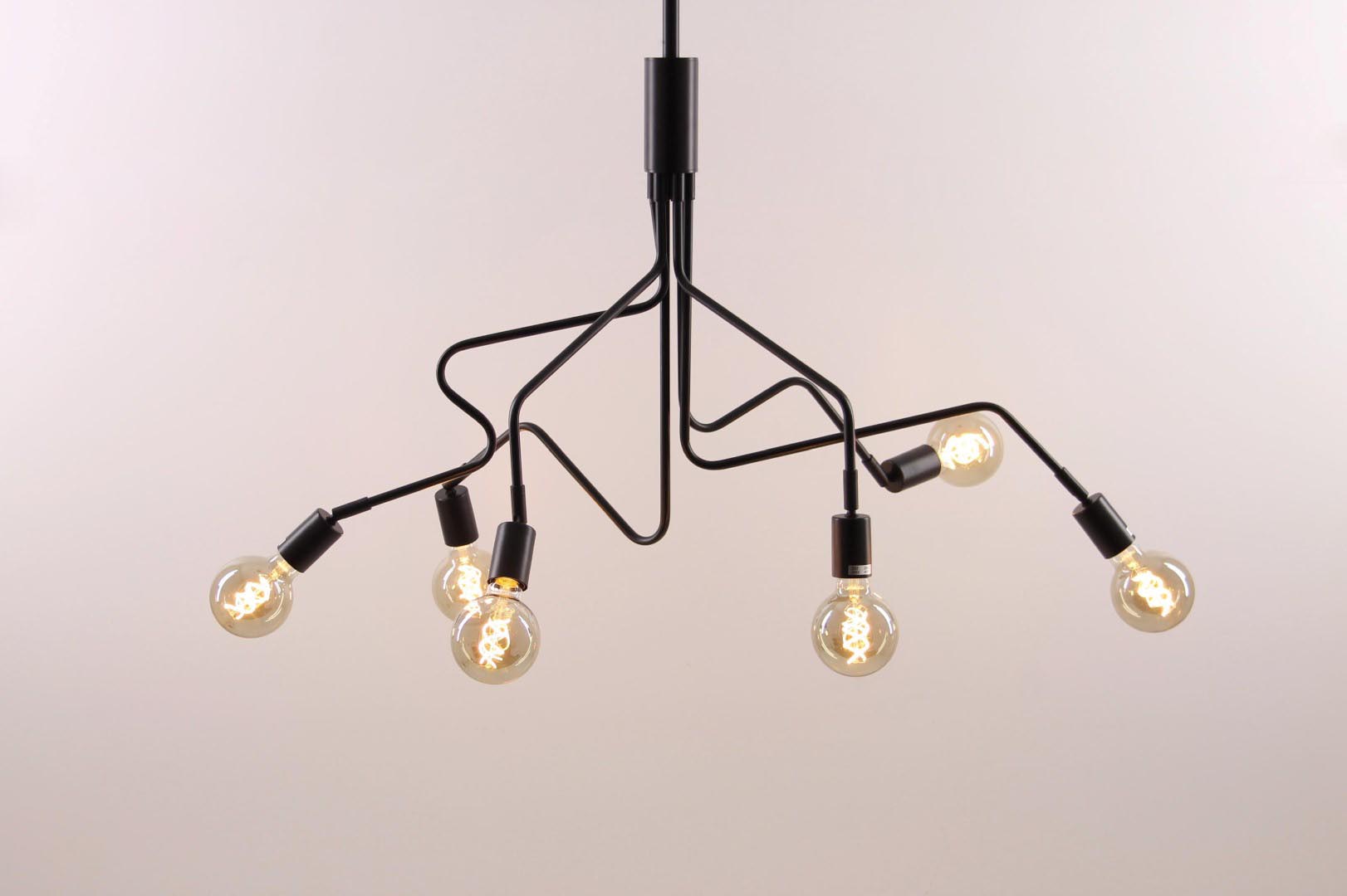 Hanglamp 6-lichts armen zwart