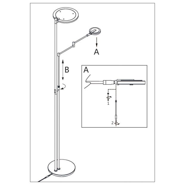 Vloerlamp met leesarm staal Turound 2663ST Vloerlamp met leesarm staal Turound 2663ST
